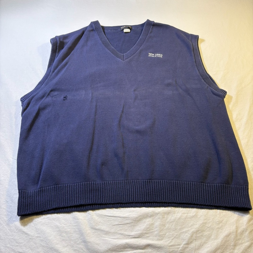 Vantage Custom Classic Navy Blue V Neck New Trier Athletic Sweater Vest XXL